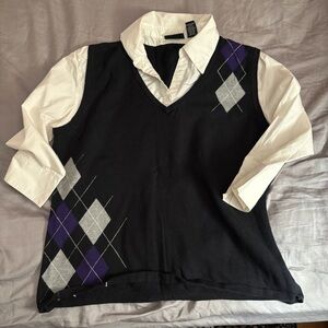Bay Studio Black and White Sweater vest style shirt